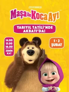 İstanbulda Ücretsiz Ara Tatil Çocuk Etkinlikleri 2025 2 akbati avm 12 subat masa ile koca ayi