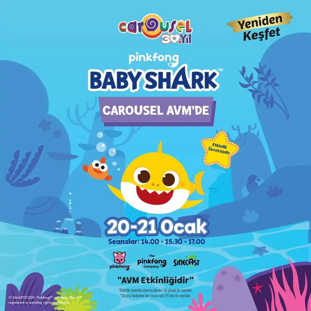 carousel avm 2021 ocak ucretsiz baby chark gosterisi