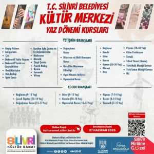 silivri belediyesi 27 haziran yaz donemi kurslari 2