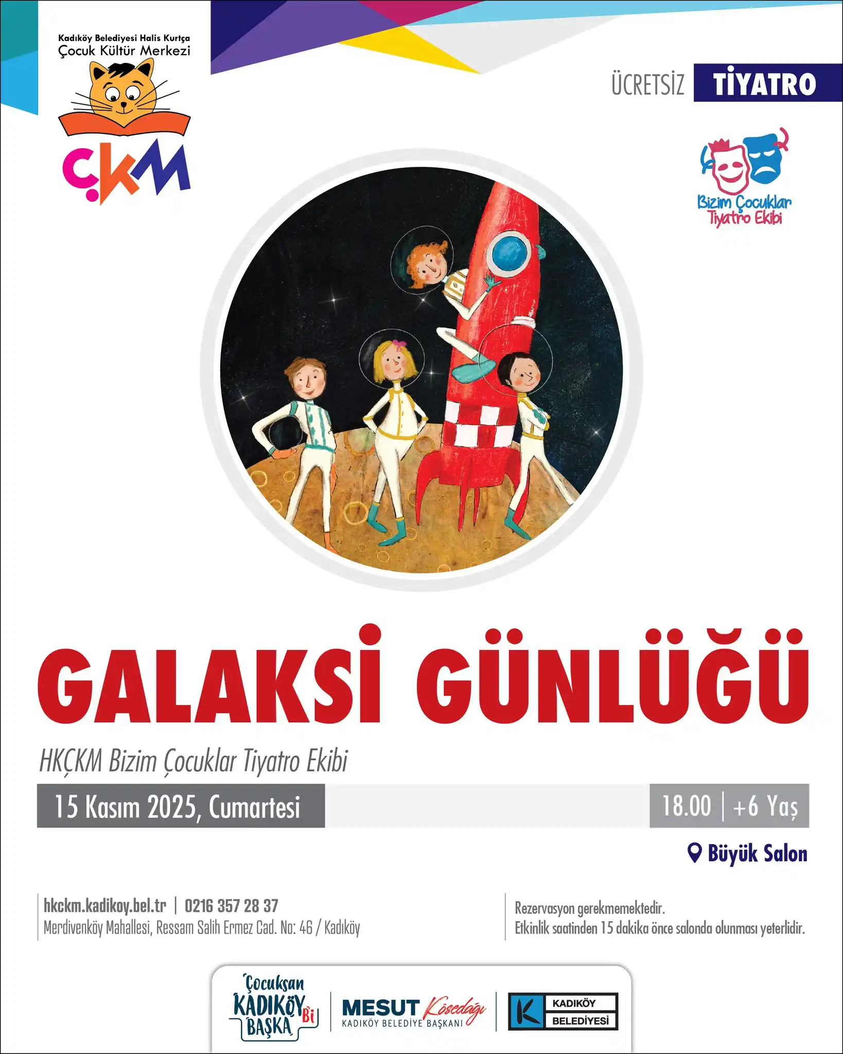 kadikoy belediyesi 15 kasim ucretsiz cocuk tiyatrosu